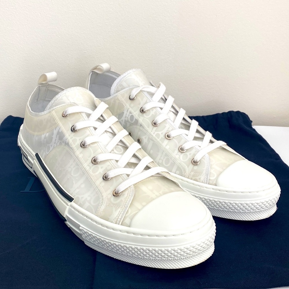 Dior White Oblique Canvas B23 Low-Top Sneaker Size 16 - Picture 2 of 12